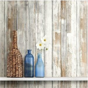 RoomMates Tan Woodplank Peel and Stick Wallpaper Made in USA 20.5” X 18 Feet NWT